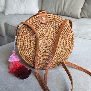 Round Rattan Crossbody
